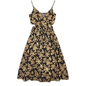 The Drop Makenna Strappy Cross-Front Smocked-Back Midi Dress Sz S Cutout Floral